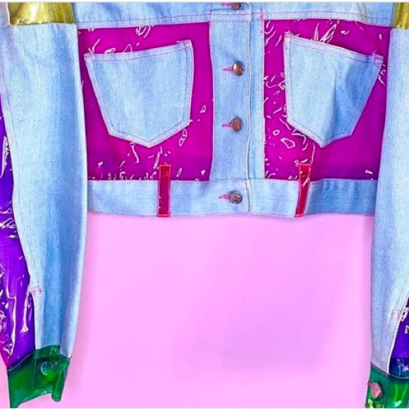 Current Mood color block vinyl denim jacket - Picture 4 of 4